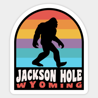 Jackson Hole Wyoming Bigfoot Sasquatch Retro Sunset Sticker